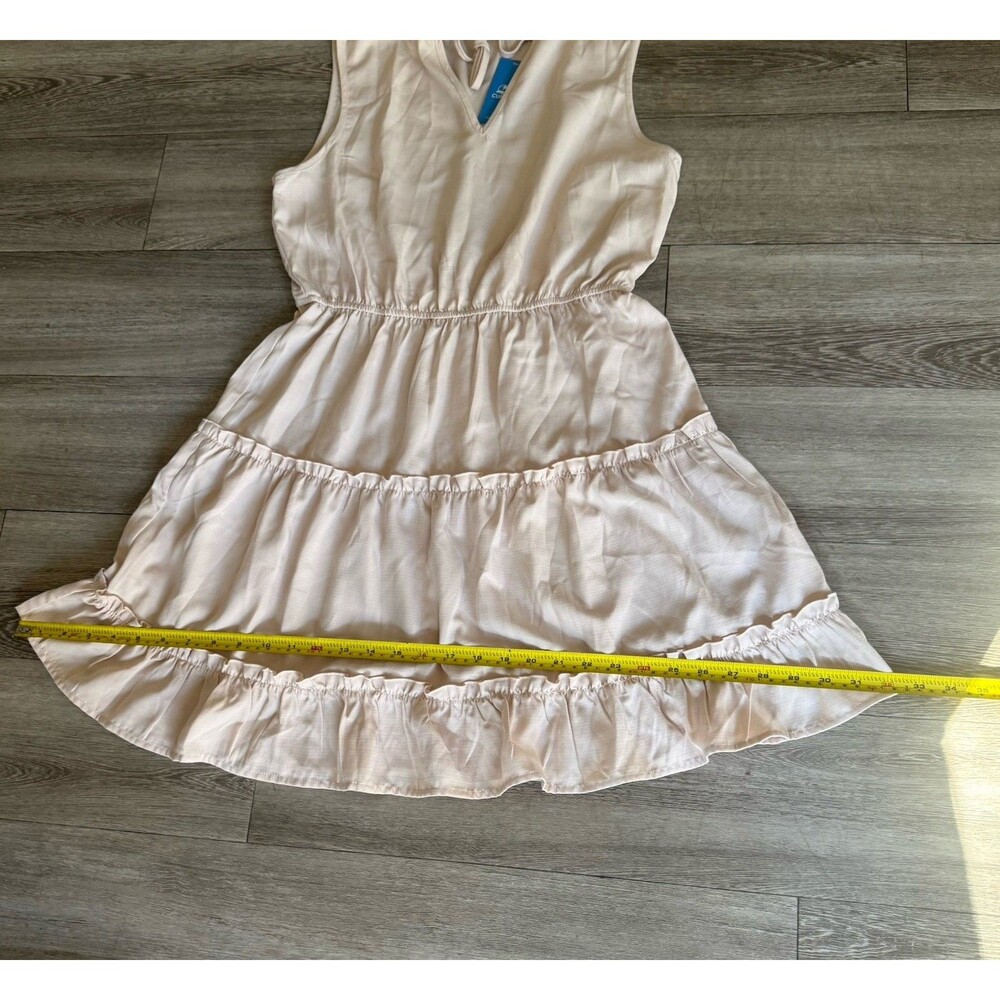 Cupshe NWT Refined Ruffle Beige Mini Dress Sz M Western Mediterranean Vacation - Picture 11 of 16